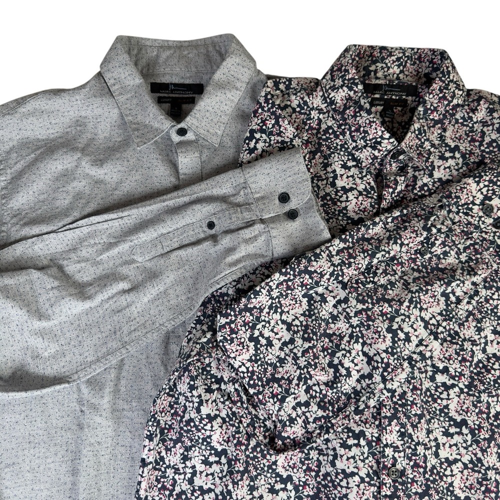 Marc Anthony Luxury Slim Fit Men's Button Down Shirt Long Sleeve Size L